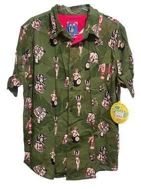 NWT Pardy Time Man's Ruin Men's Woven Hawaiian Shirt Size Small